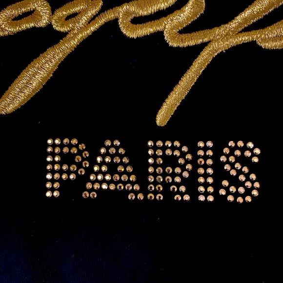 Karl Lagerfeld Paris Gold Embroidery on Black TShirt Women’s Unisex size XL - Picture 9 of 9